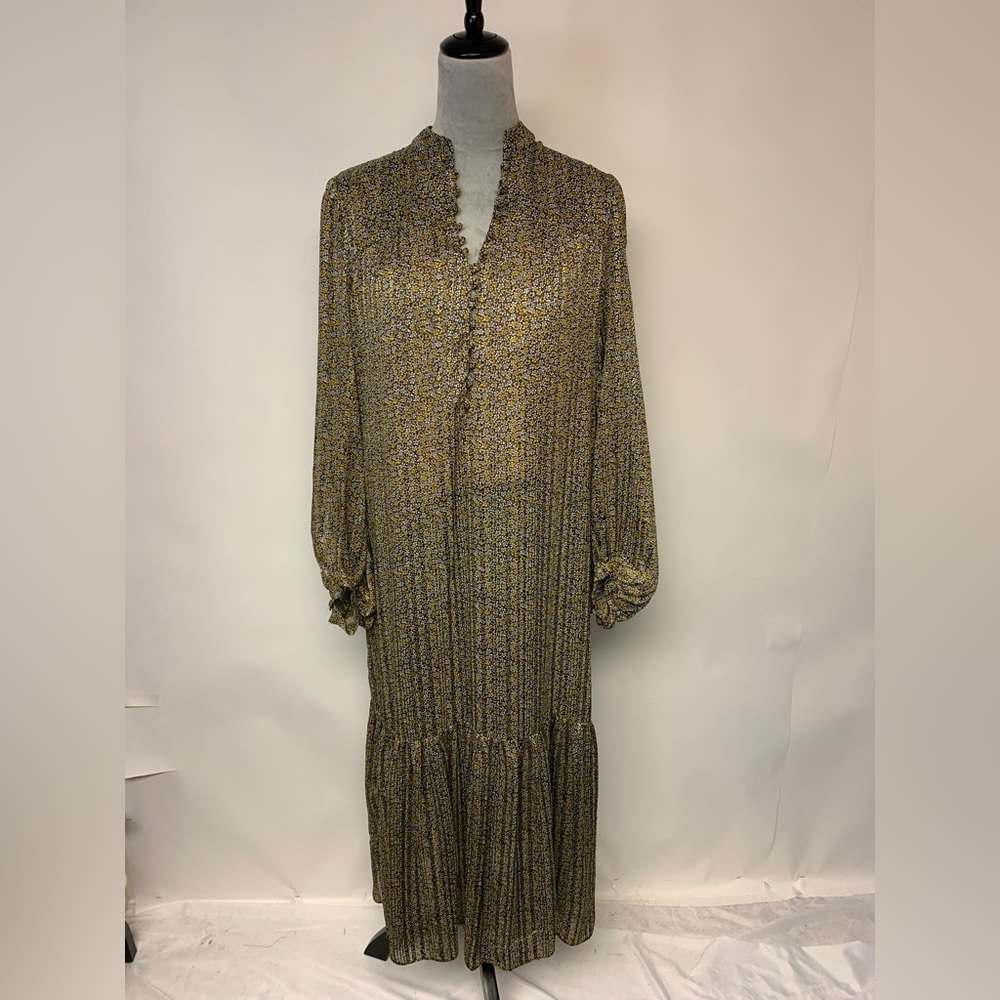 Zara Maxi Dress Brown Floral Bohemian Dark Cottagecore Romantic Modest Size L